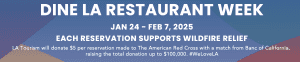 Dine LA Restaurant Week banner supporting wildfire relief