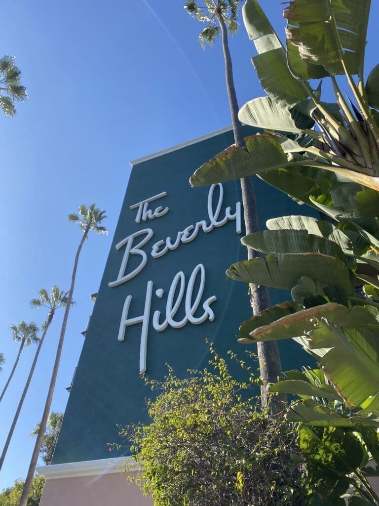 The Beverly Hills sign with palm trees