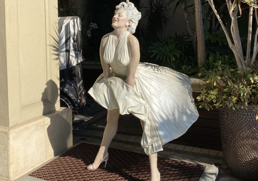 Statue of woman in billowing white dress
