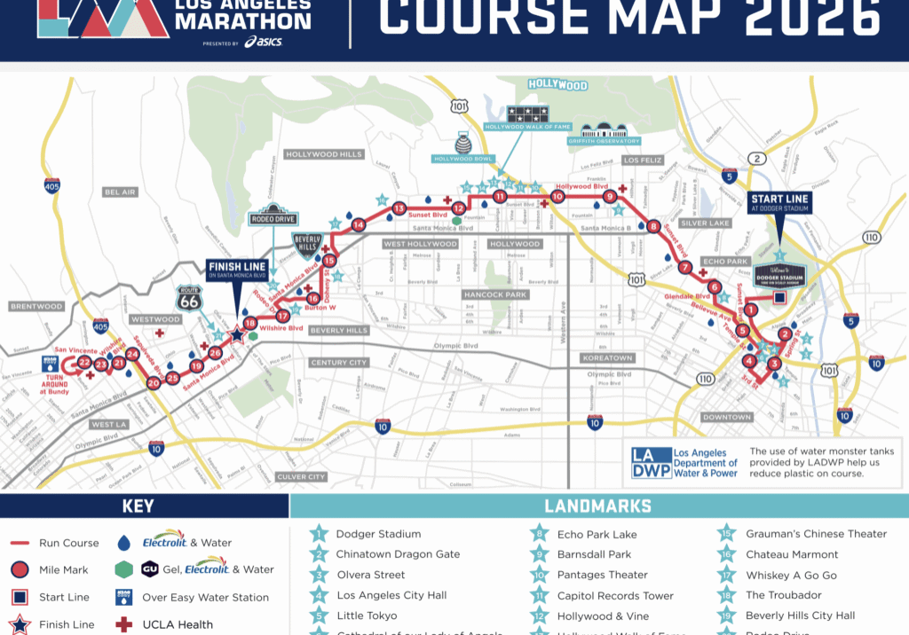 Los Angeles Marathon course map 2026